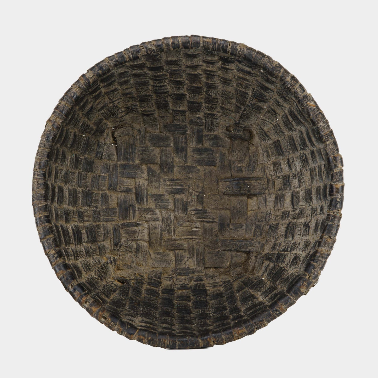 Vintage Woven Cane Harvest Basket, India