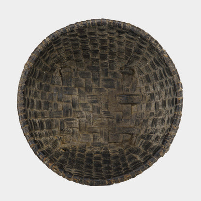 Vintage Woven Cane Harvest Basket, India