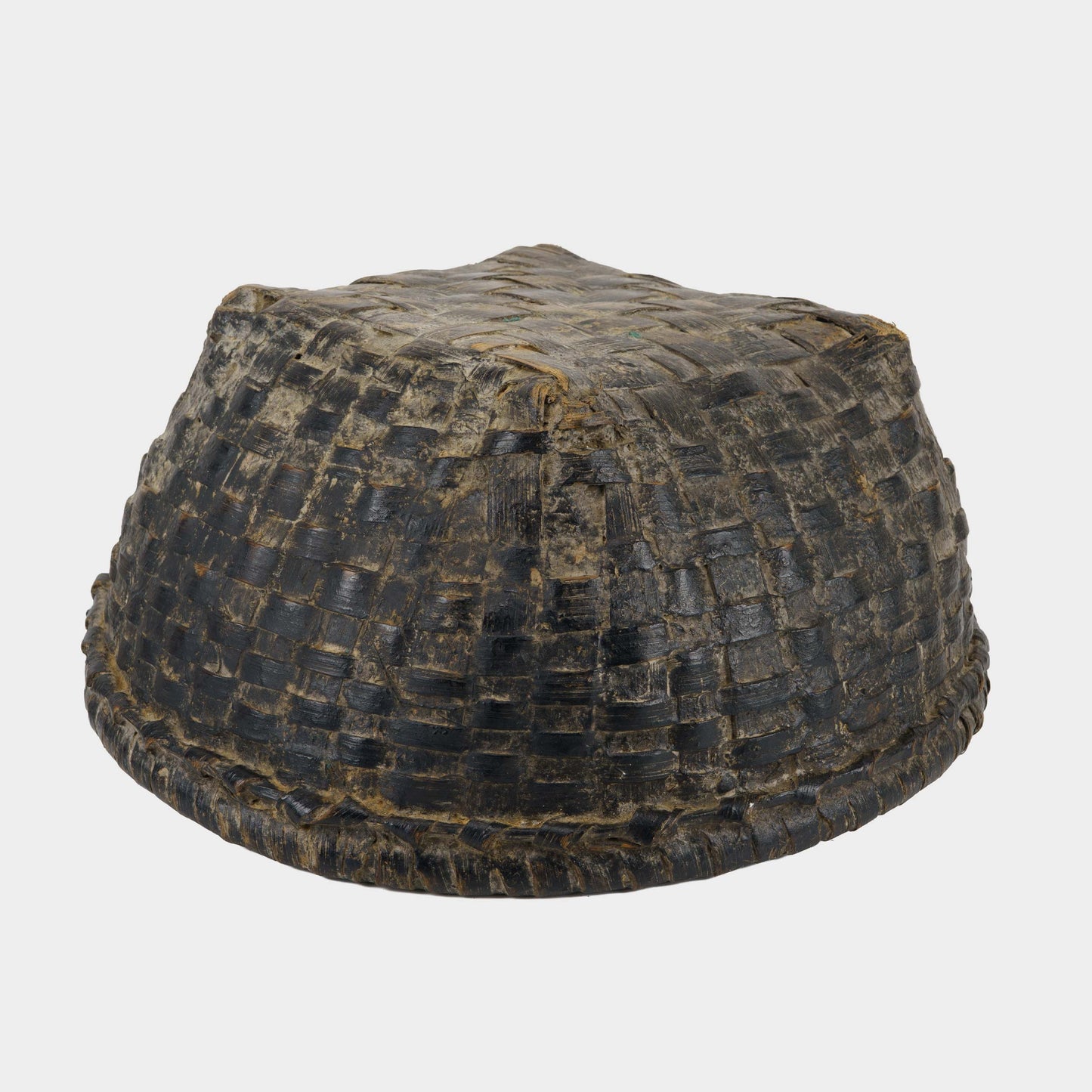 Vintage Woven Cane Harvest Basket, India