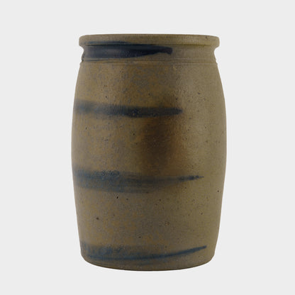 Antique Salt Glazed Stoneware Crock with Cobalt Stripe