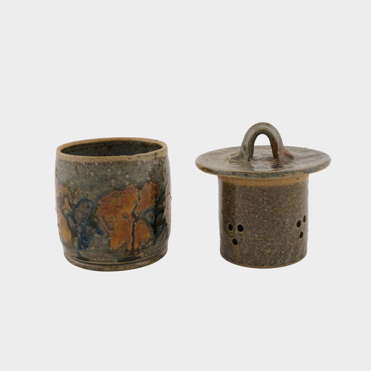 Vintage Stoneware Garlic or Butter Keeper