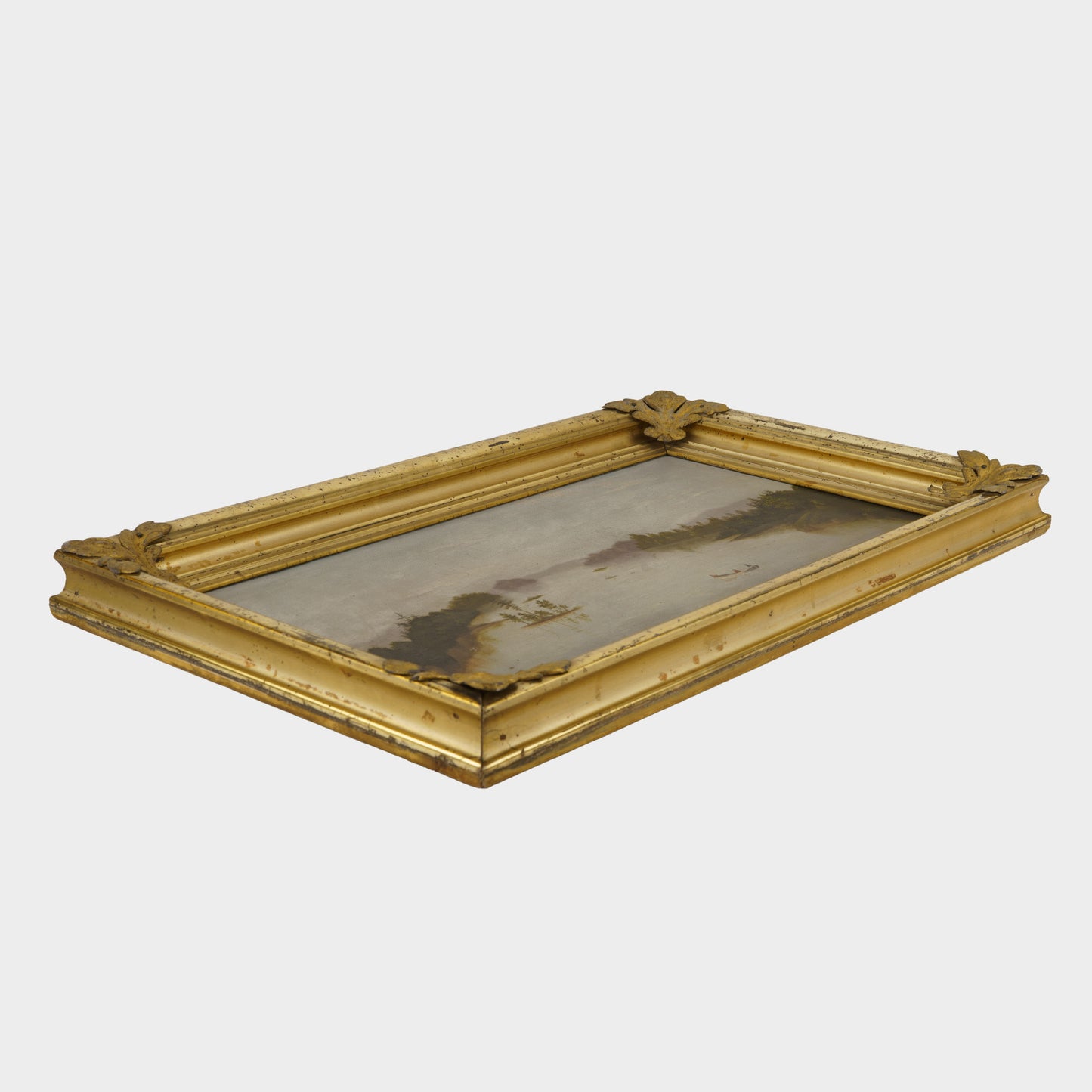 Antique Painting of Canoers, New York