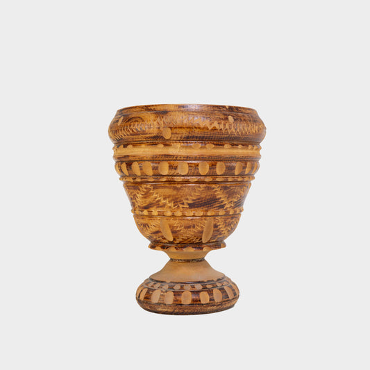 Vintage Hand Carved Wood Vase