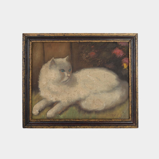Vintage Cat Oil Painting, Hungary, 1920s