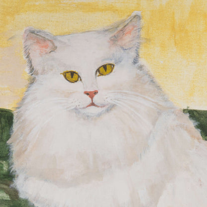 Vintage Cat Portrait Painting, 1970s