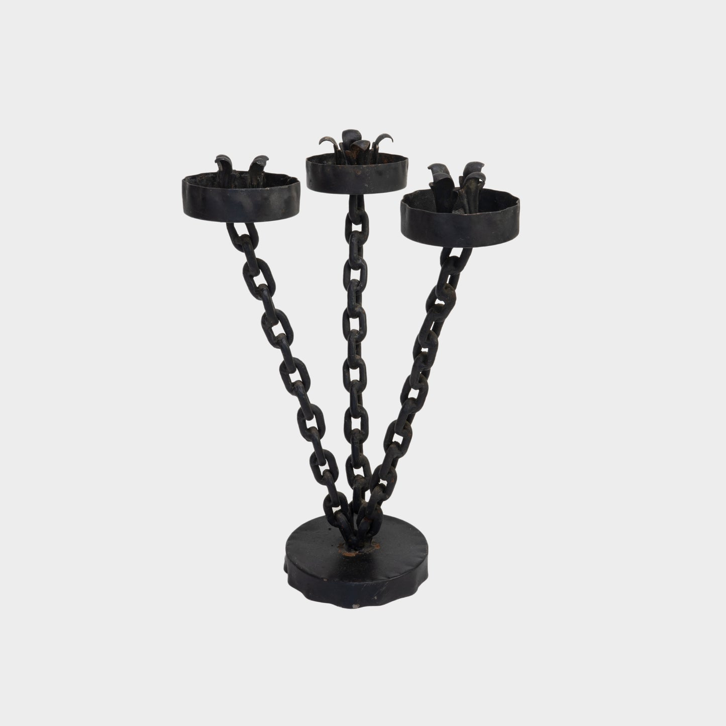 Vintage Wrought Iron Chain Candelabra