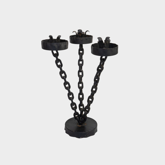 Vintage Wrought Iron Chain Candelabra