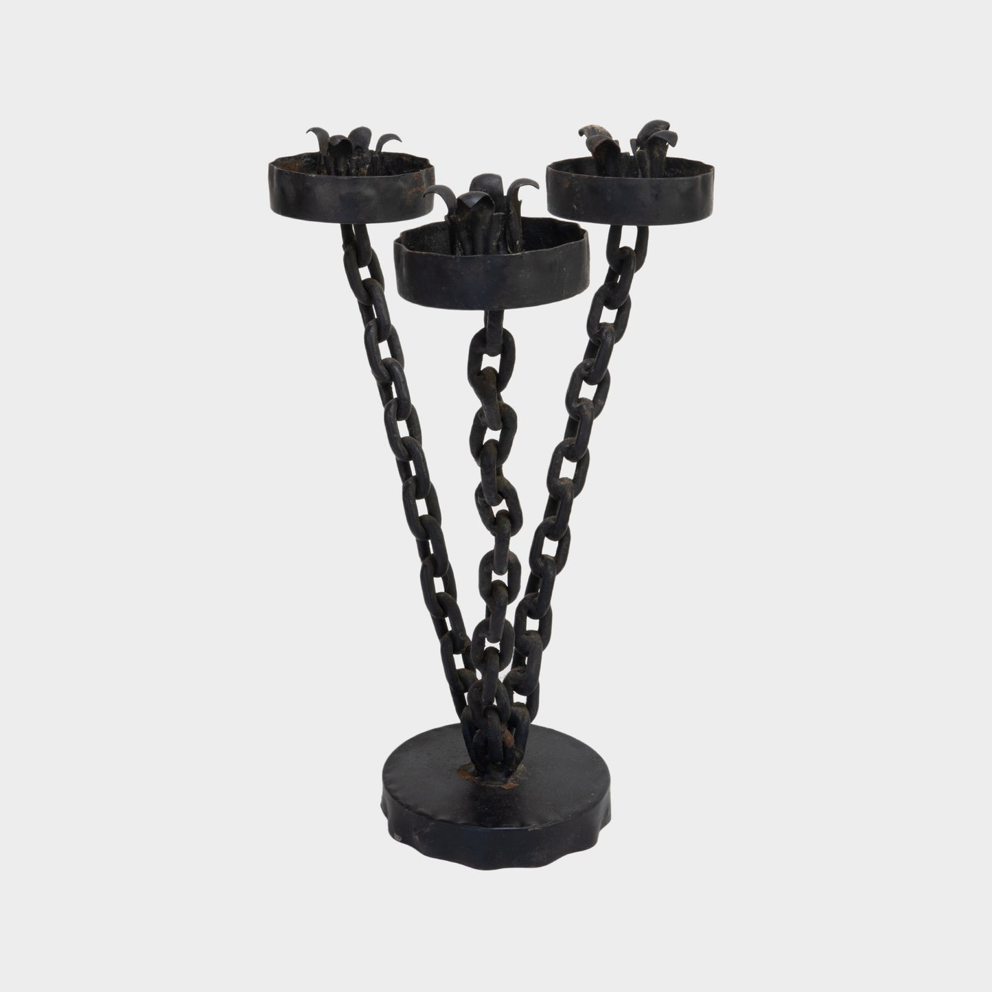 Vintage Wrought Iron Chain Candelabra