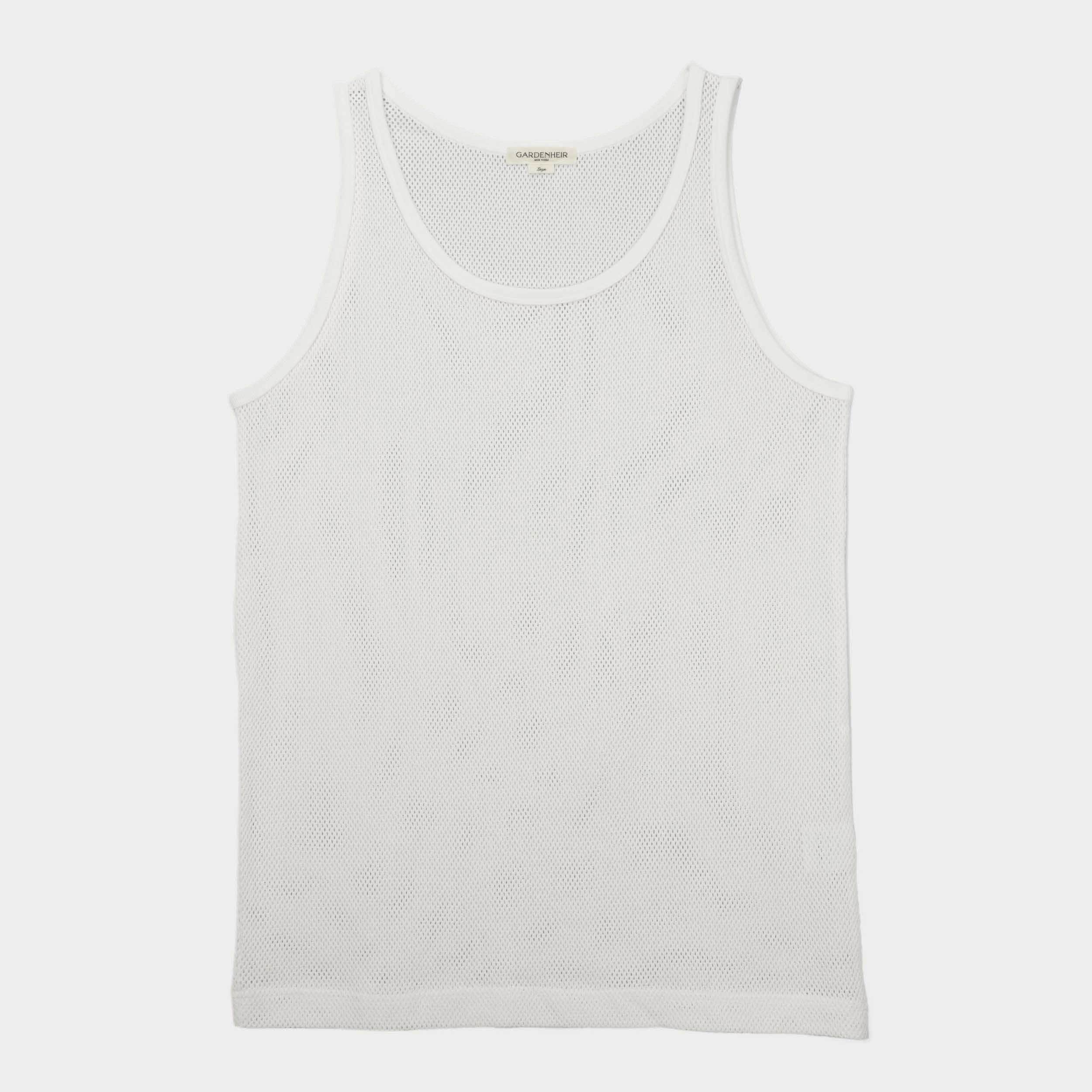 Cotton Mesh Tank Top in Alabaster