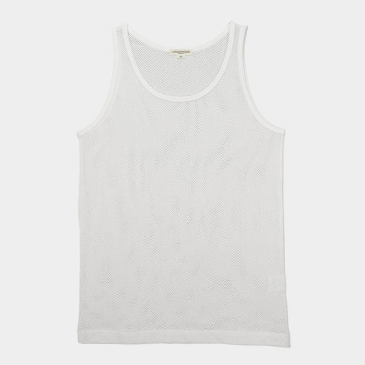 Cotton Mesh Tank Top in Alabaster