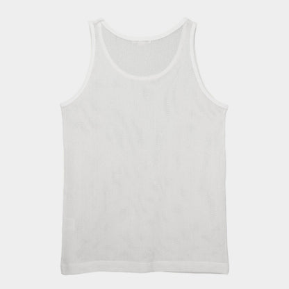 Cotton Mesh Tank Top in Alabaster