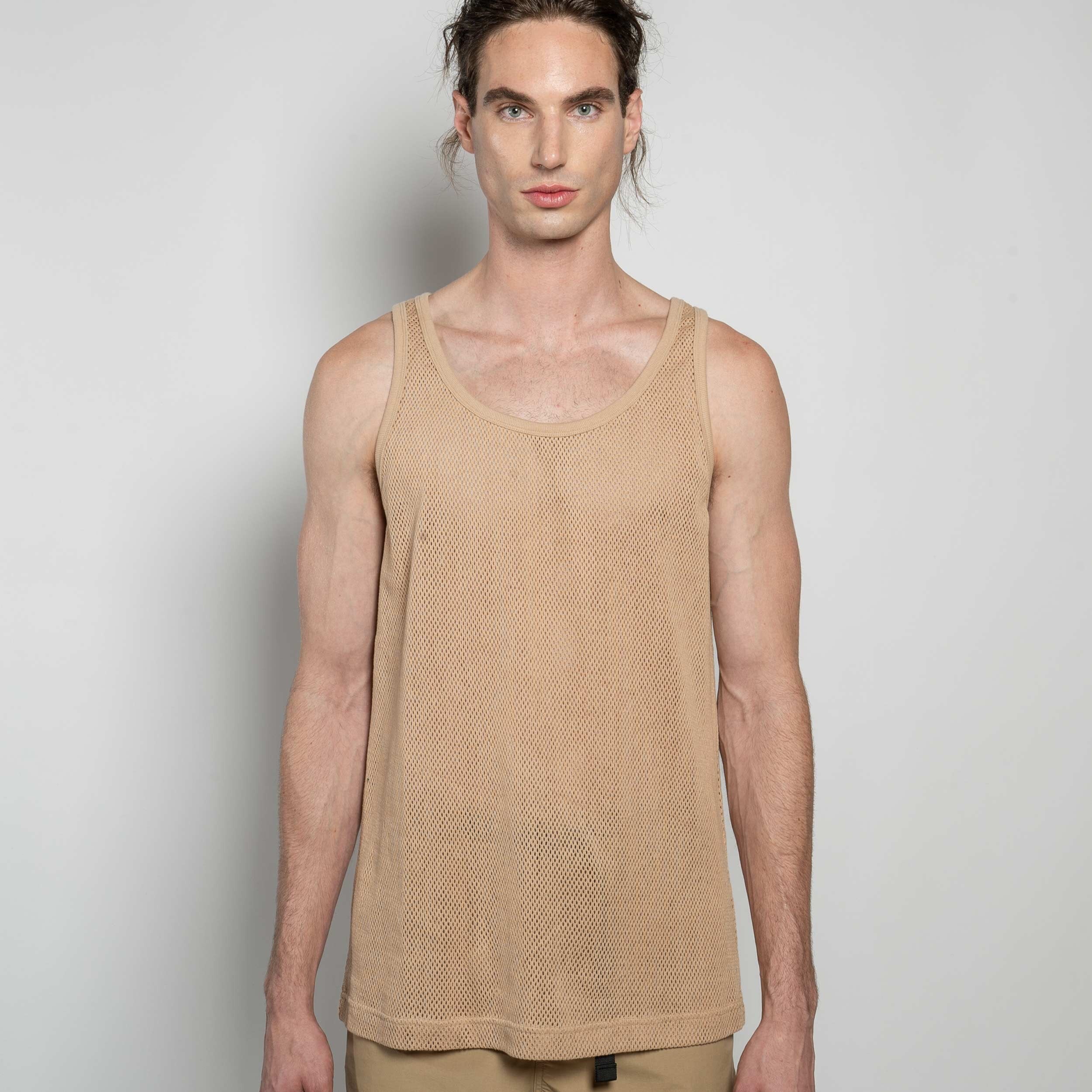 Cotton Mesh Tank Top in Wheat – Gardenheir