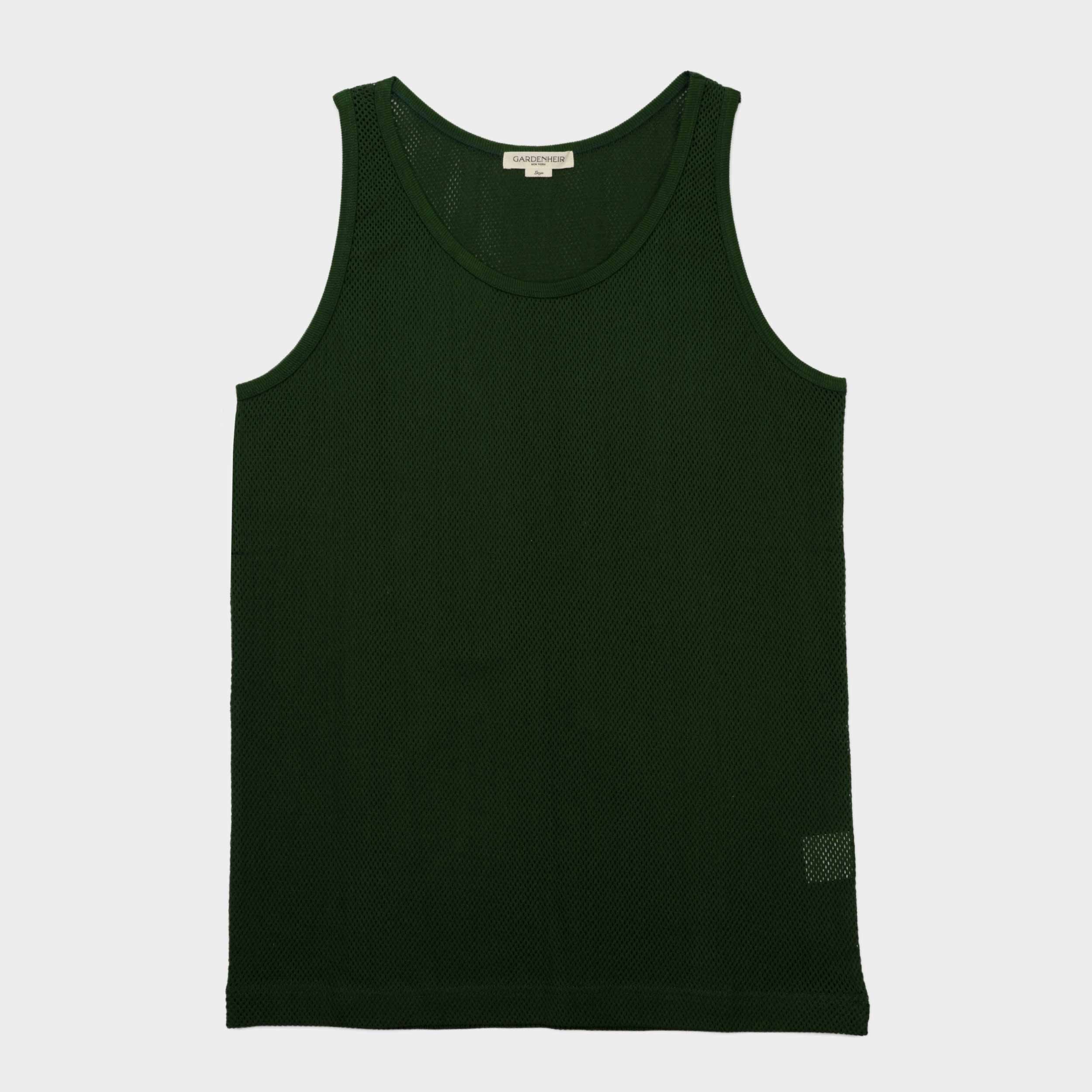 Cotton Mesh Tank Top in Ivy