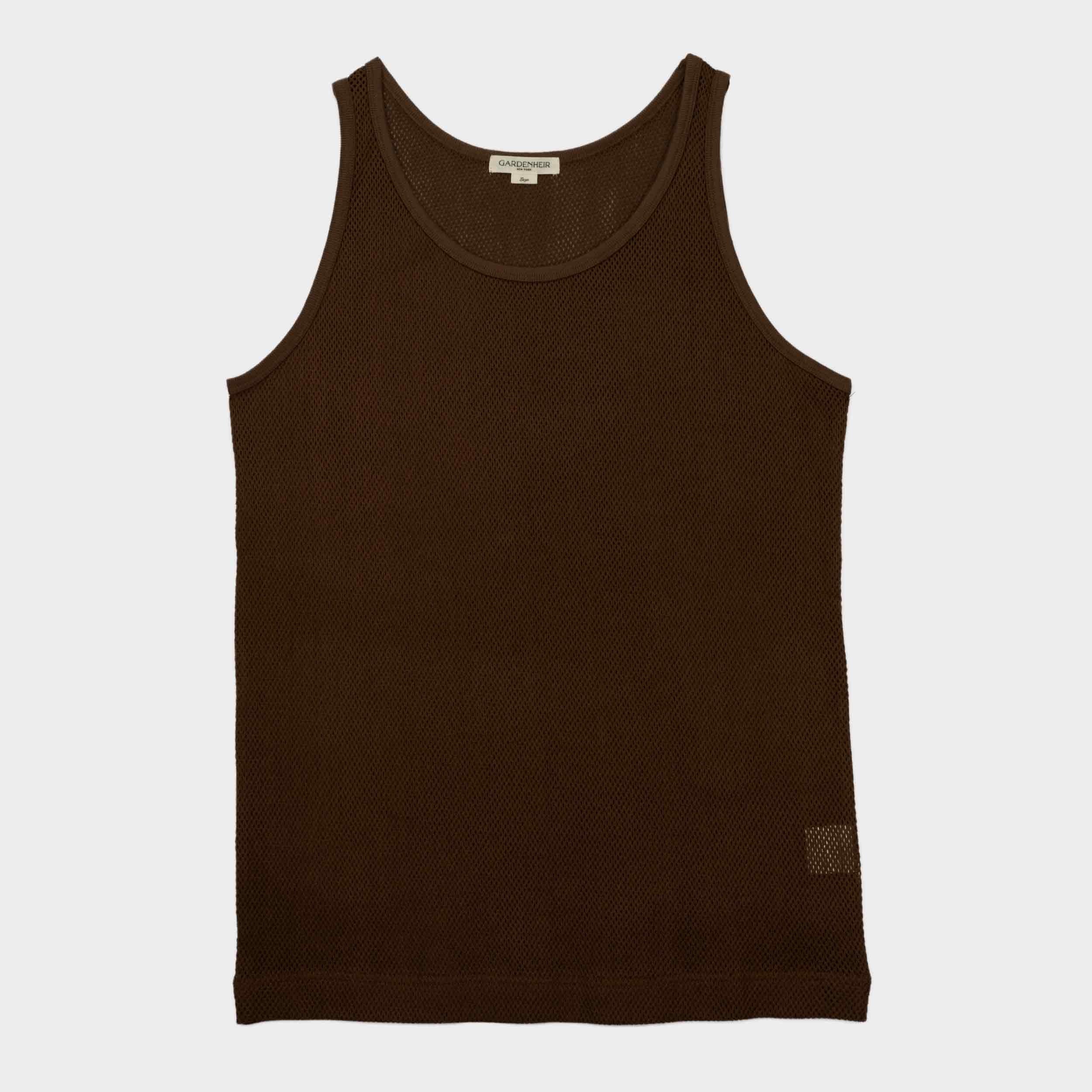 Cotton Mesh Tank Top in Black