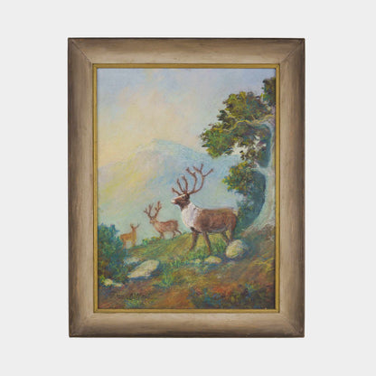 Vintage Painting of Deer