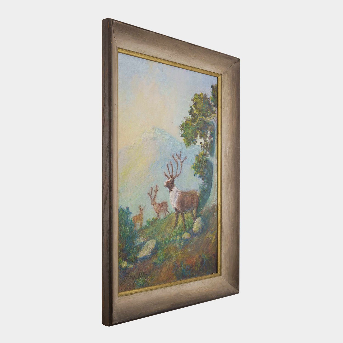 Vintage Painting of Deer