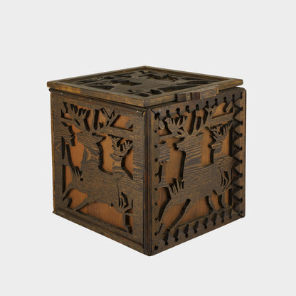 Vintage Folk Art Deer Storage Box, 1931