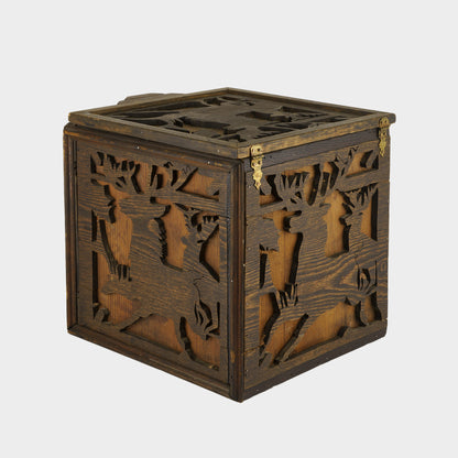 Vintage Folk Art Deer Storage Box, 1931