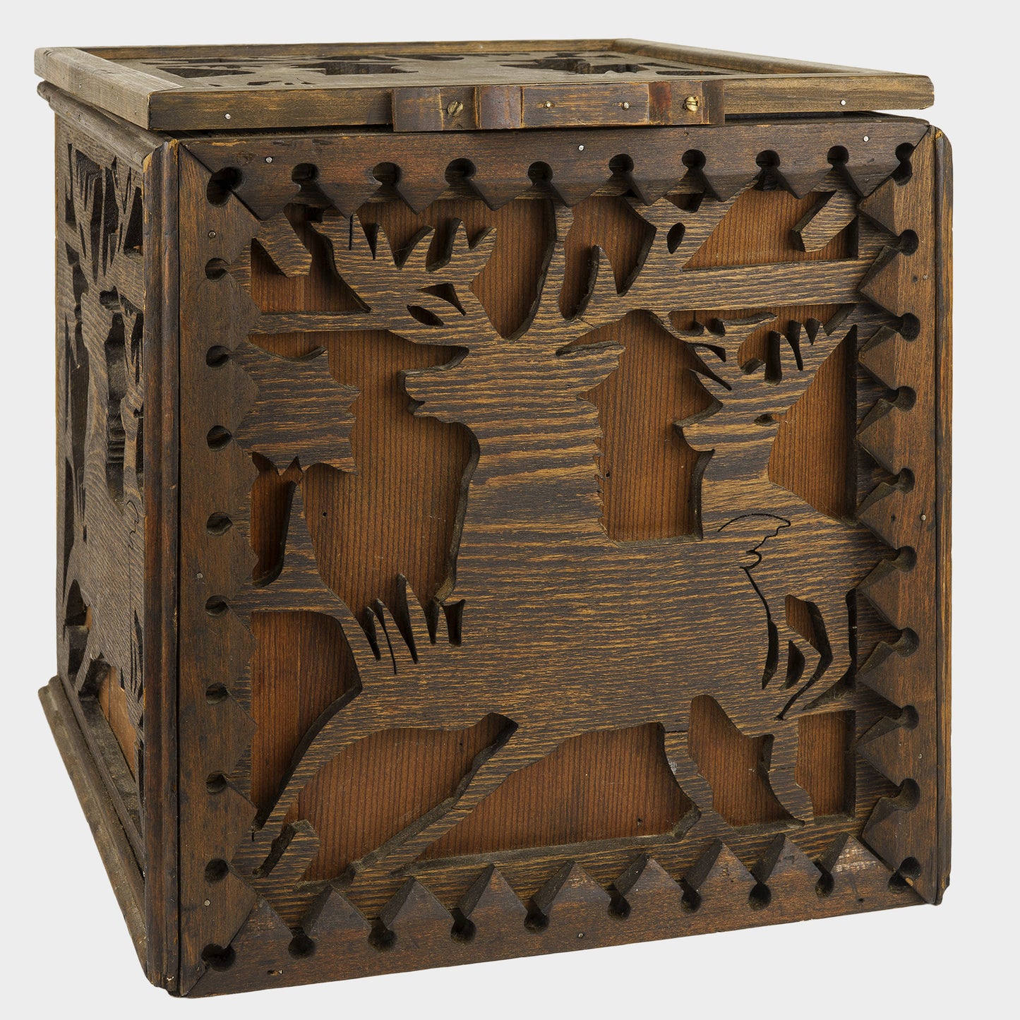 Vintage Folk Art Deer Storage Box, 1931