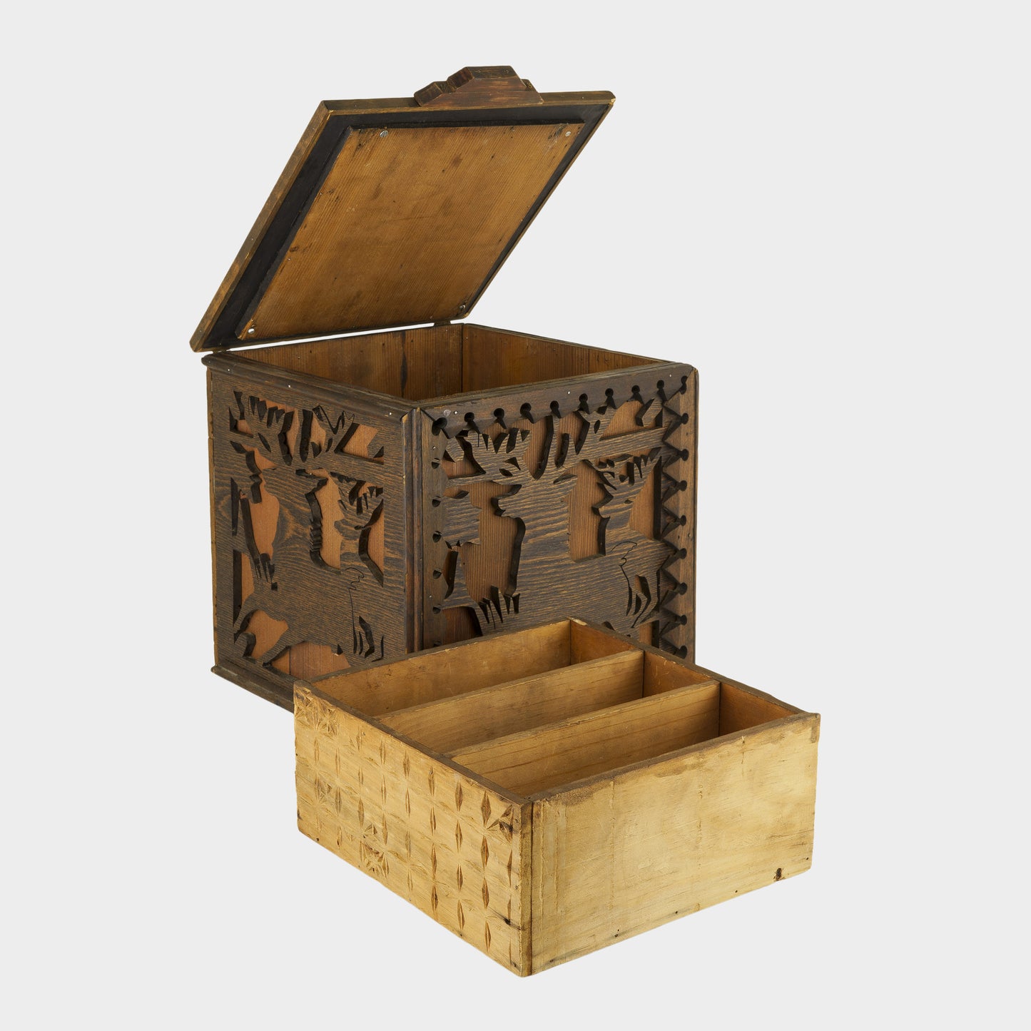 Vintage Folk Art Deer Storage Box, 1931