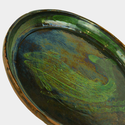 Vintage Glazed Redware Fish Plate