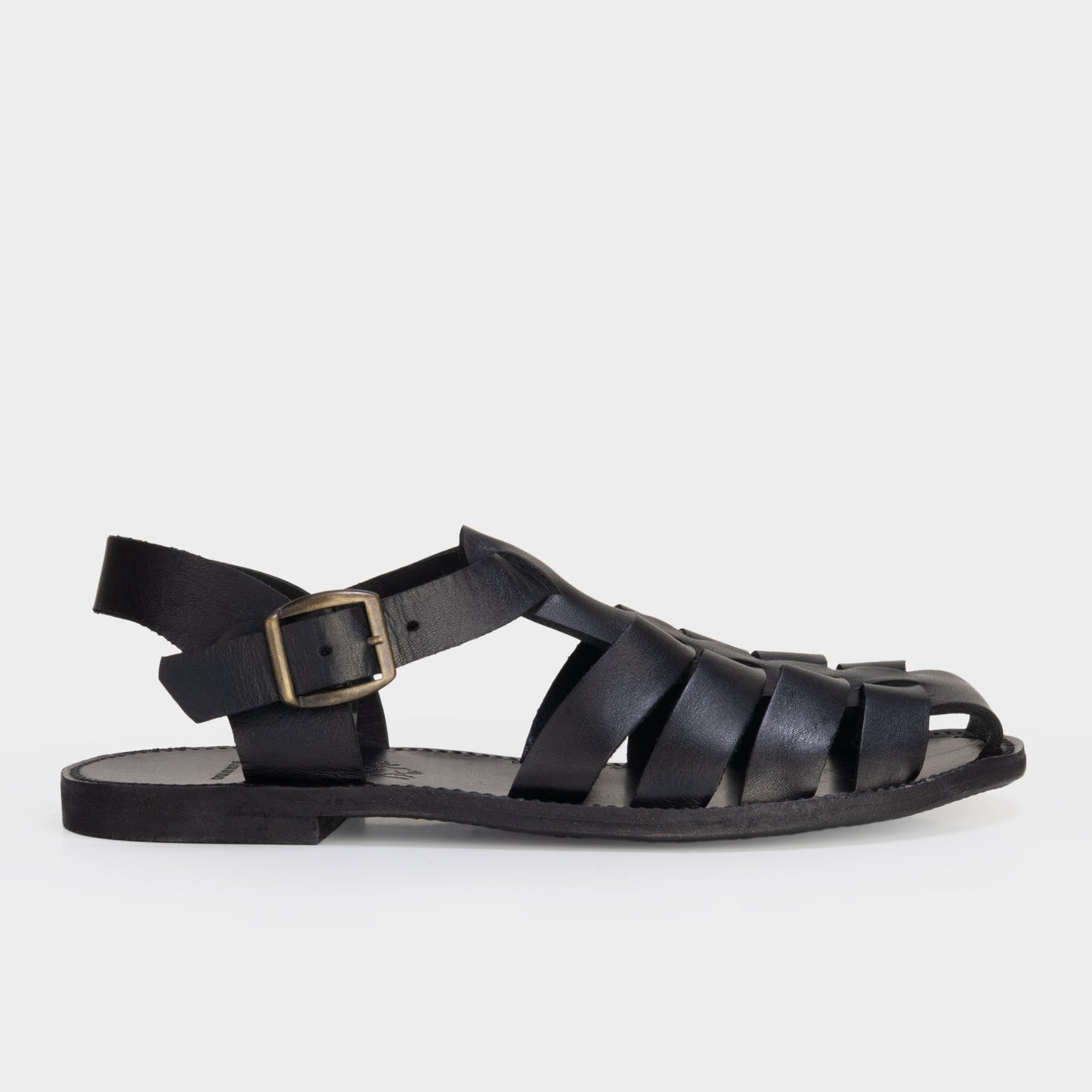 Calfskin Leather Fisherman Sandals in Black
