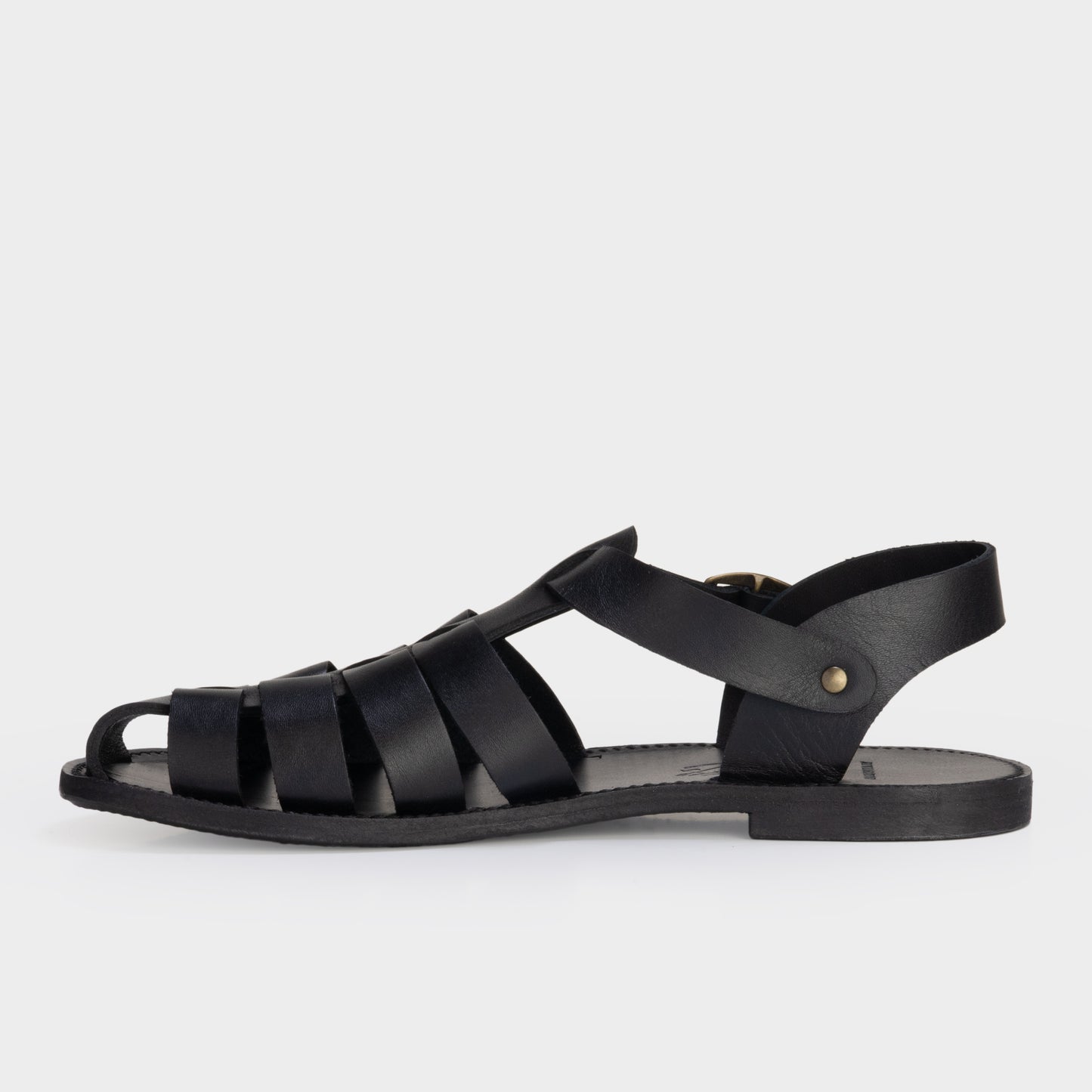 Calfskin Leather Fisherman Sandals in Black