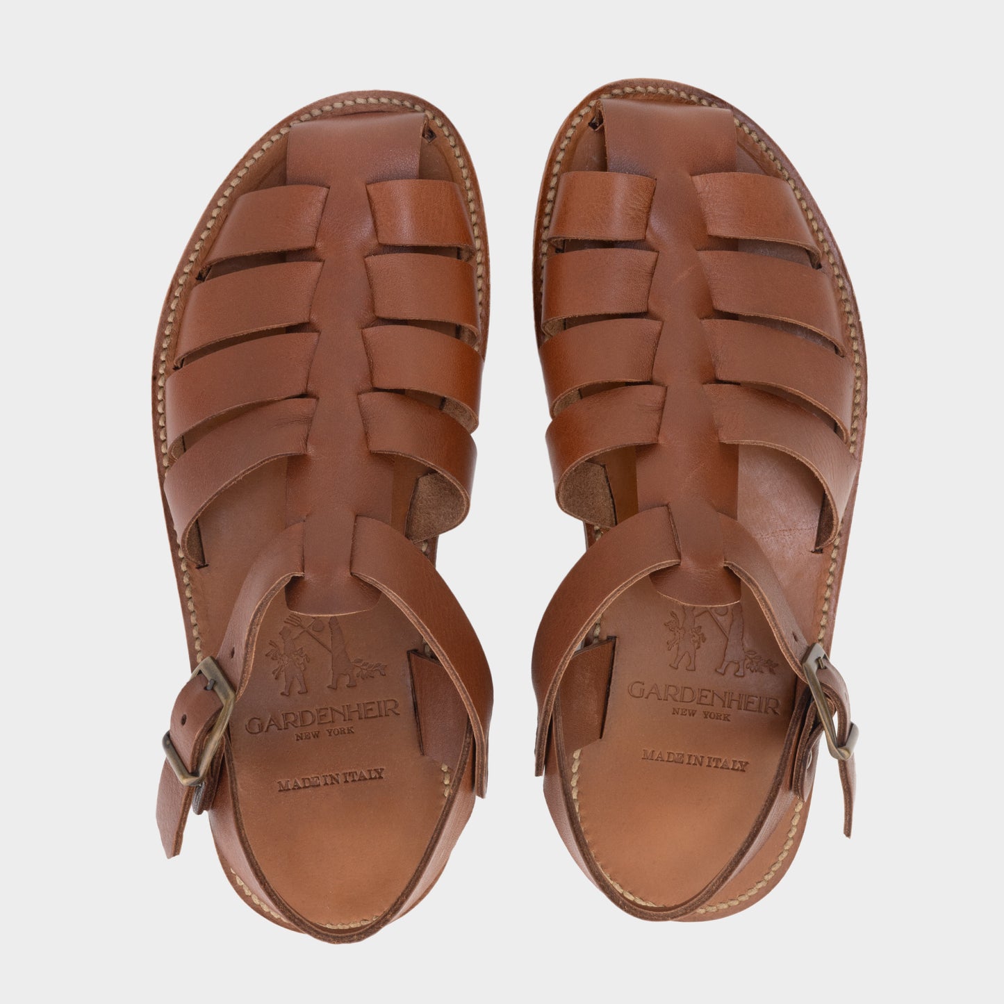 Calfskin Leather Fisherman Sandals in Cognac