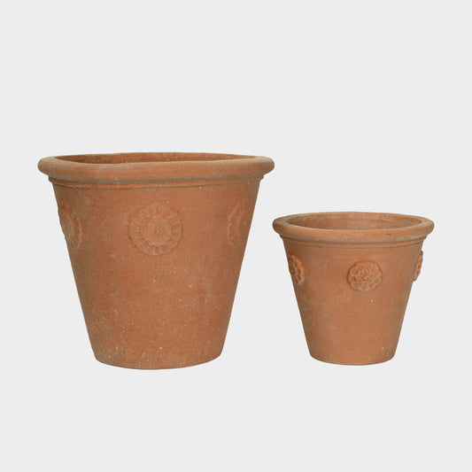 Italian Terracotta Pots with Floral Motif