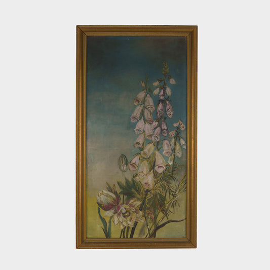 Vintage Painting of Foxgloves and Peonies, 1920s