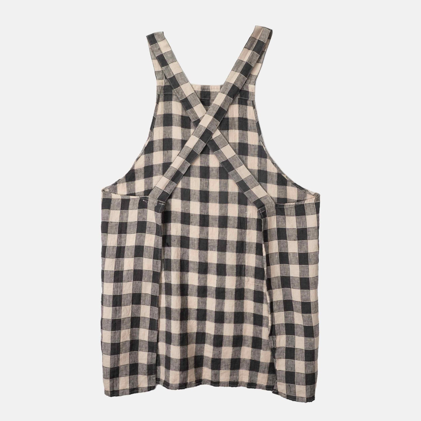 French Linen Apron in Black/ Cream Gingham