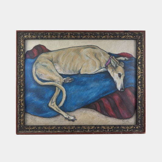 Vintage Greyhound Pastel Drawing, New York