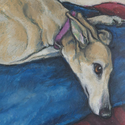 Vintage Greyhound Pastel Drawing, New York