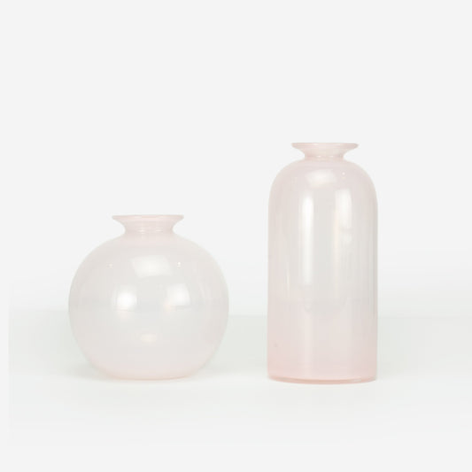 Mouth Blown Glass Bud Vases in Peony