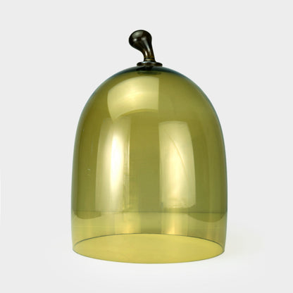 Mouth Blown Glass Cloches in Golden Green