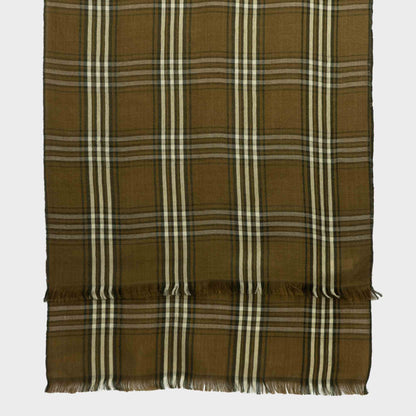 (Sold Out) Himalayan Cashmere Hand Spun Scarf in Sap Plaid