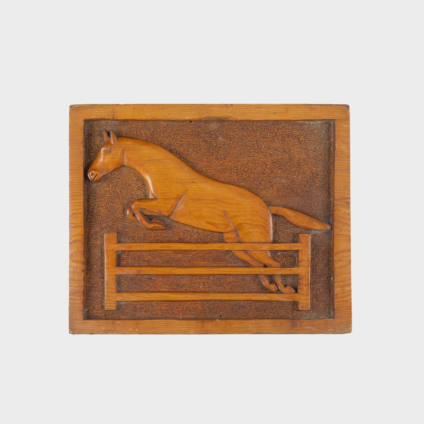 Vintage Carved Jumping Horse Plaque, New York