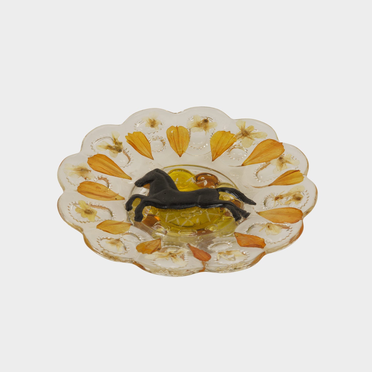 Vintage Glass Horse Dish