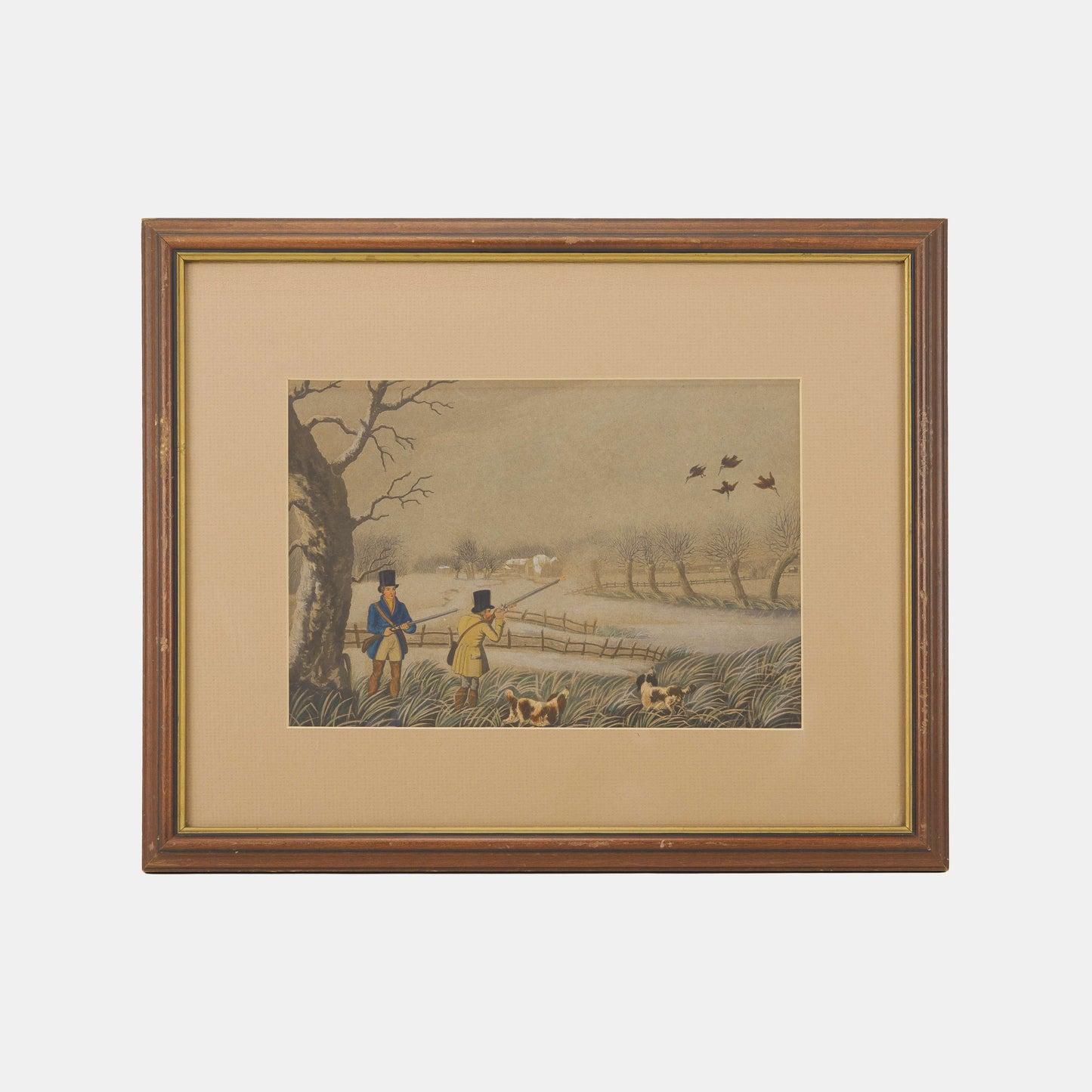 Antique Aquatint of Hunters, 19th c. England
