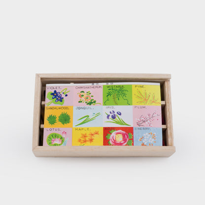 Kyoto Flowers Incense Set with 12 Floral Scents with Disc Ceramic Holder