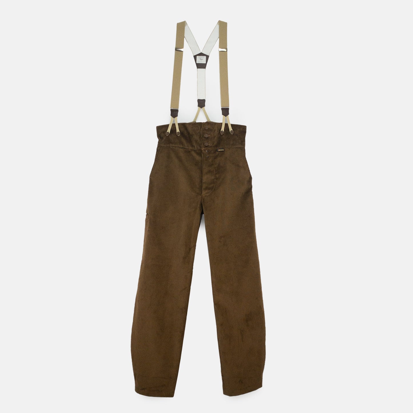 Le Laboureur Corduroy French Farm Pant with Braces in Hazelnut