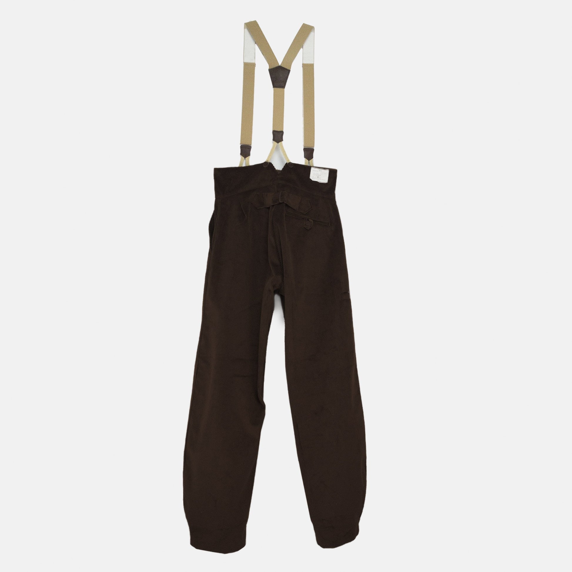 Le Laboureur Corduroy French Farm Pant with Braces in Dark Walnut