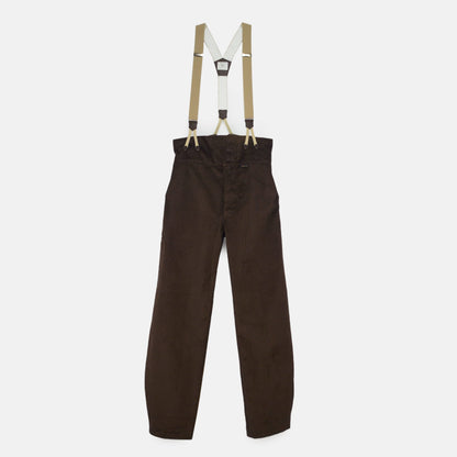 Le Laboureur Corduroy French Farm Pant with Braces in Dark Walnut