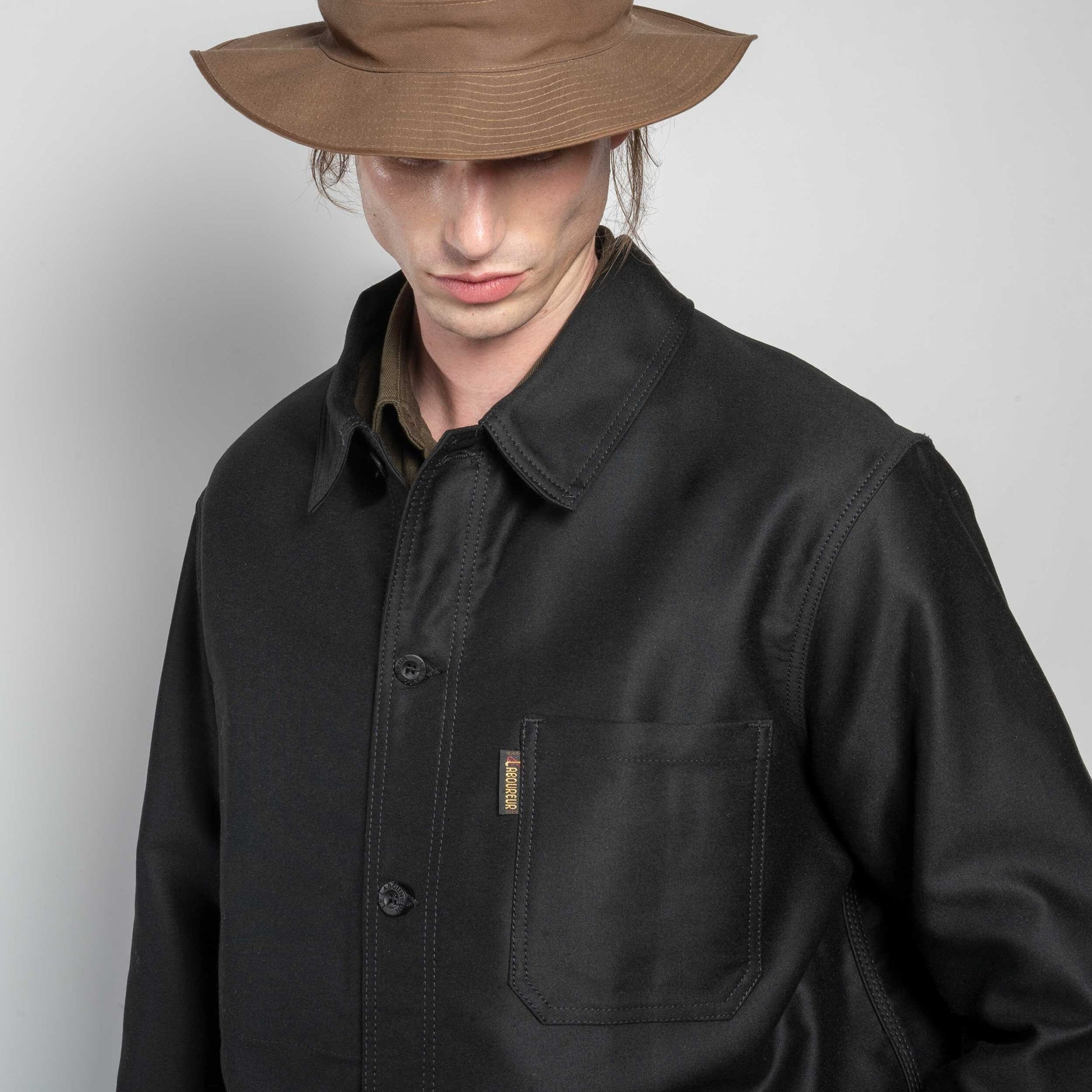 Le Laboureur French Cotton Moleskin Work Jacket in Black