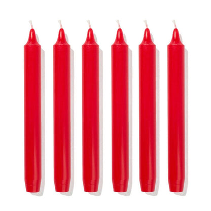 Set of 6 Trudon 8" Madeleine Taper Candles in Red