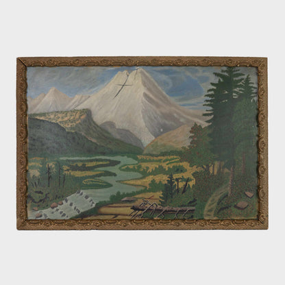 Antique Mountainscape Oil Painting