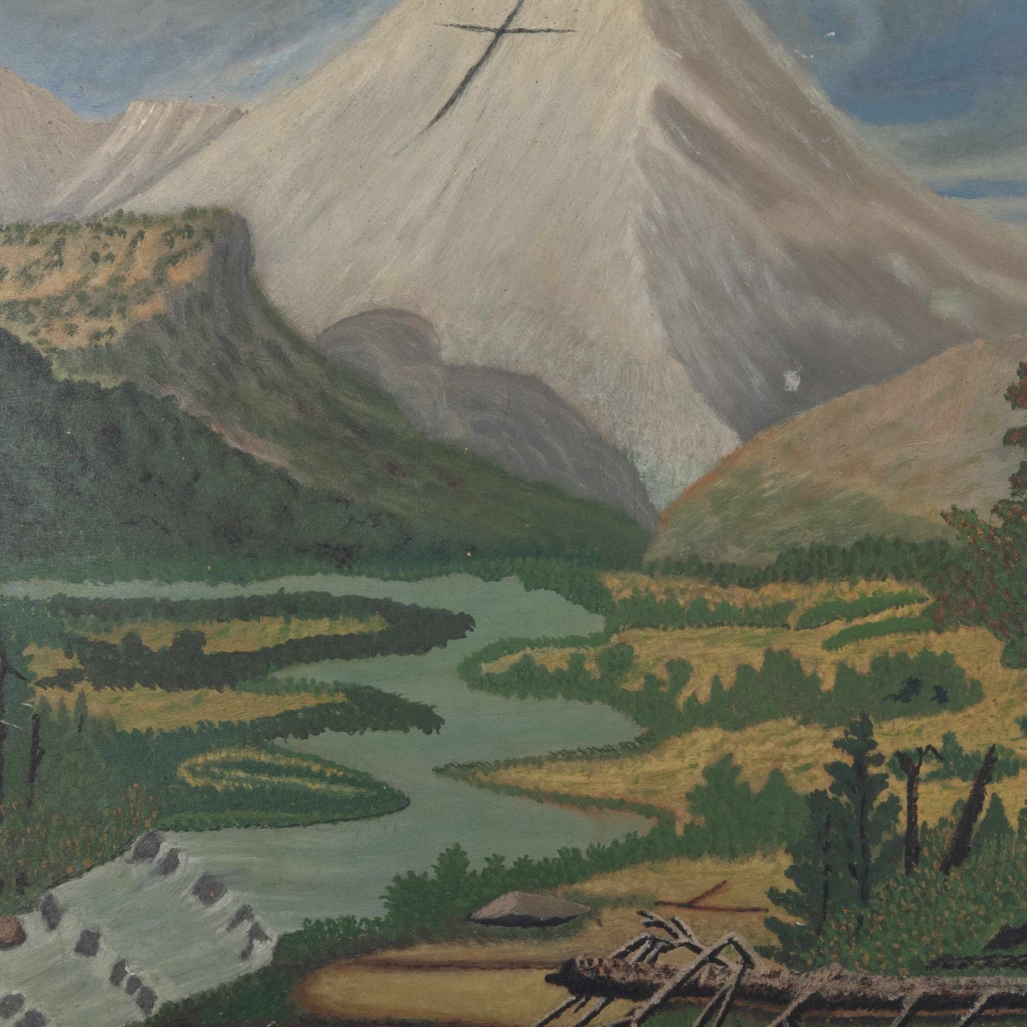 Antique Mountainscape Oil Painting