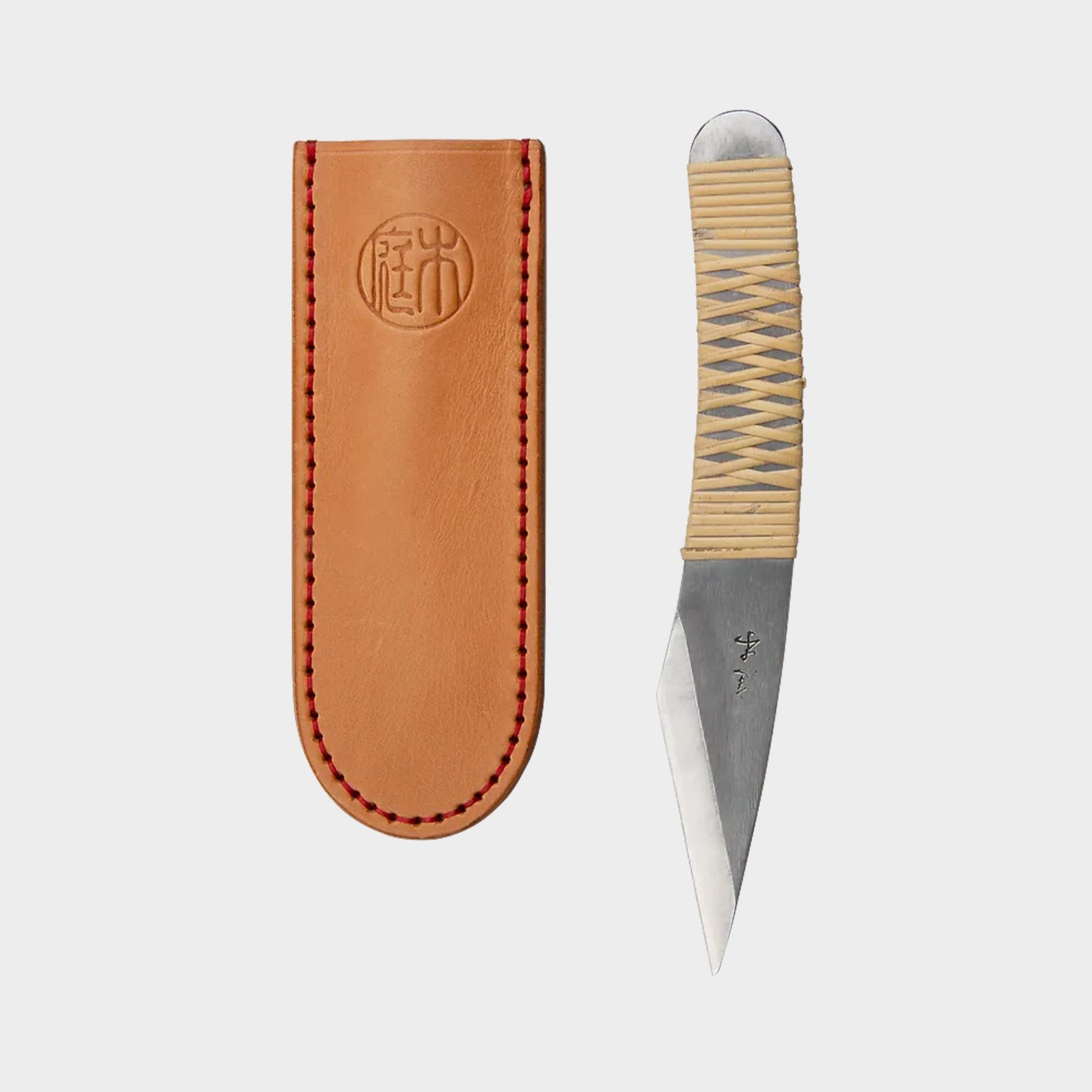 Niwaki Rattan Kiridashi Knife with Leather Sheath