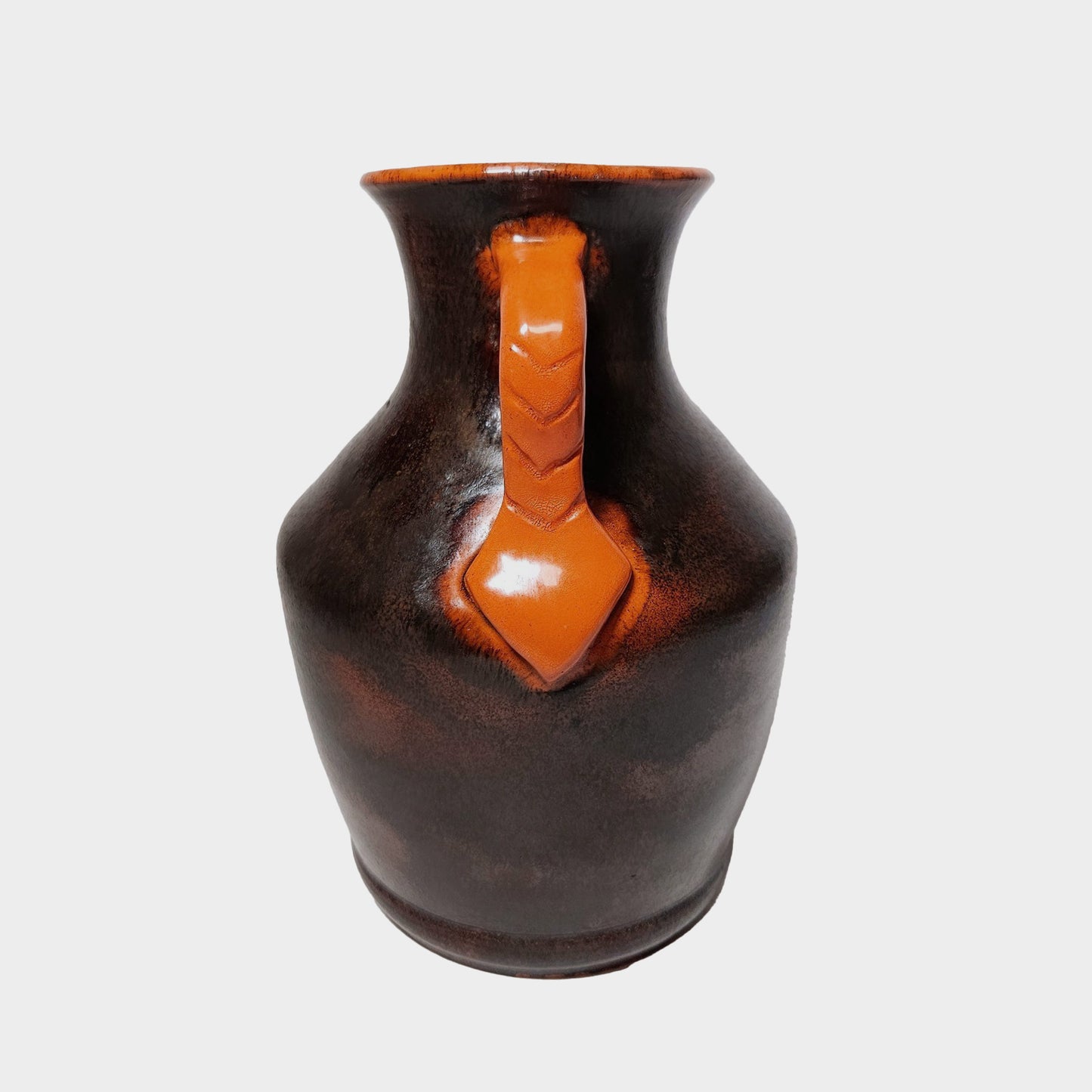 Vintage Orange Double Handled Vase