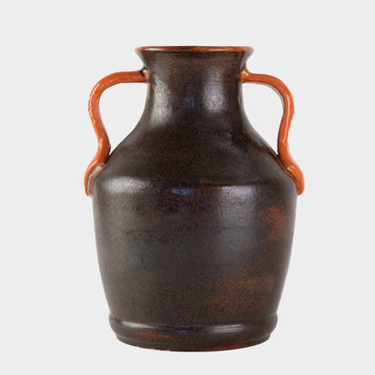 Vintage Orange Double Handled Vase